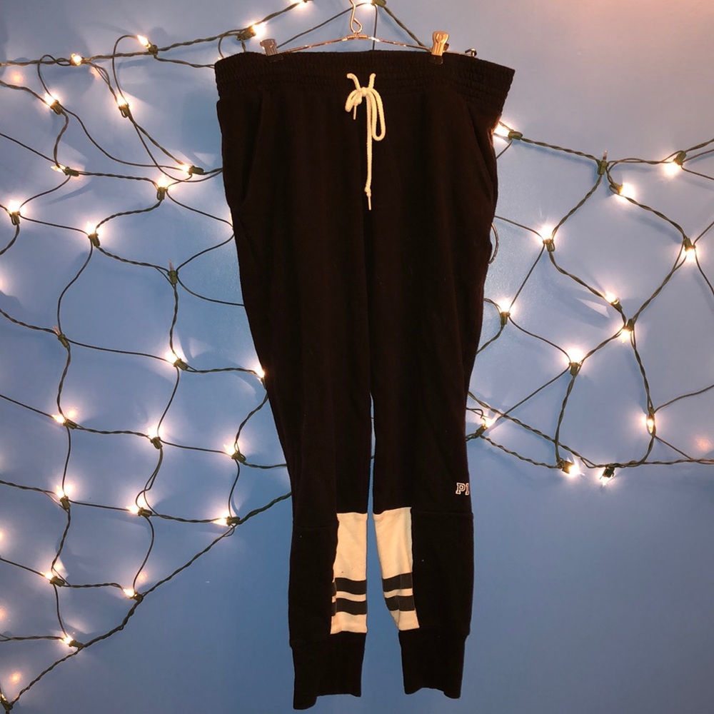 VS PINK black and white joggers